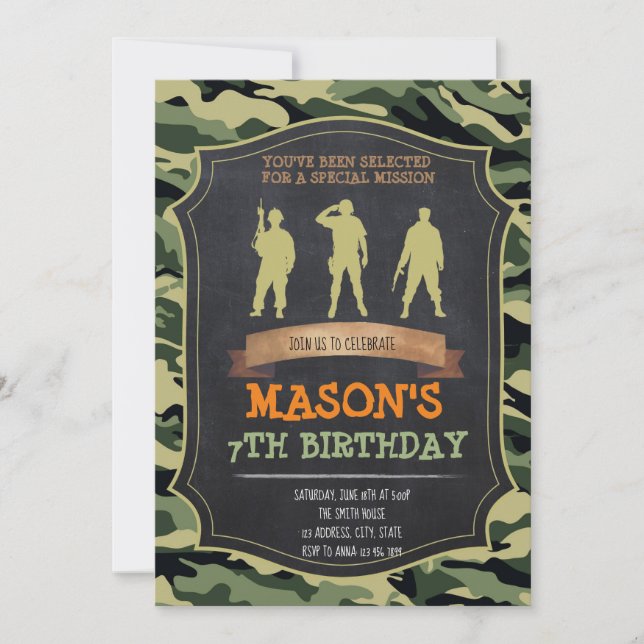 Invitación a la fiesta de cumpleaños del ejército (Anverso)