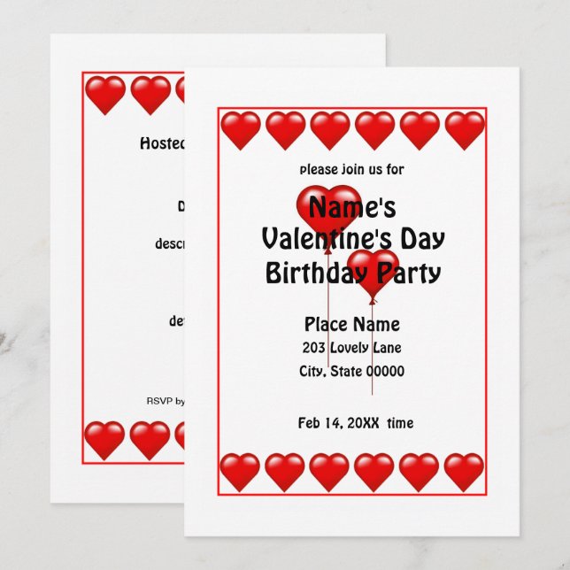 Invitación a la fiesta de cumpleaños del El día de (Anverso / Reverso)