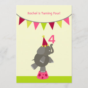 Invitación a la fiesta de cumpleaños del elefante
