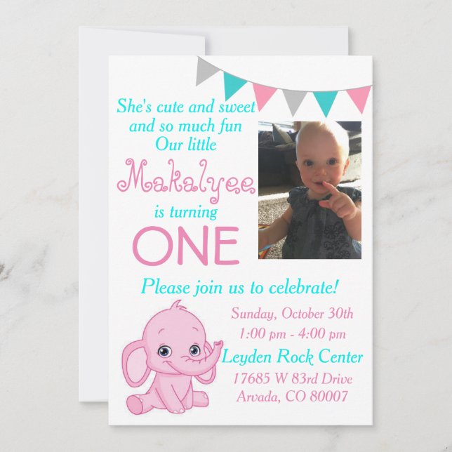Invitación a la fiesta de cumpleaños del Elefante  (Anverso)