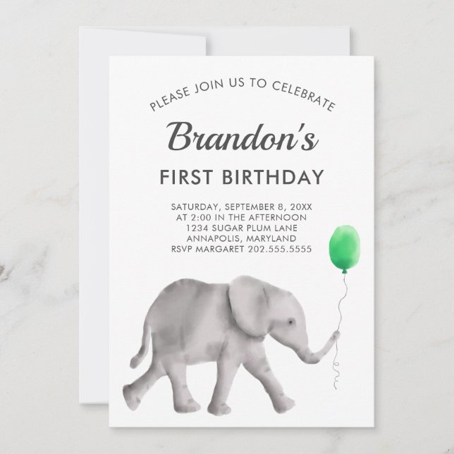 Invitación a la fiesta de cumpleaños del elefante  (Anverso)