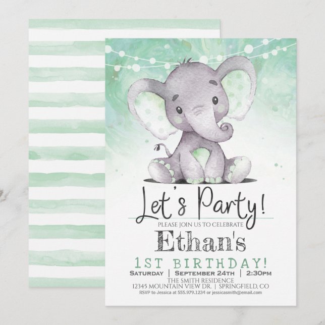 Invitación a la fiesta de cumpleaños del Elefante  (Anverso / Reverso)