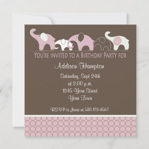 Invitación a la fiesta de cumpleaños del elefante 