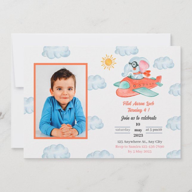 Invitación a la fiesta de cumpleaños del elefante  (Anverso)