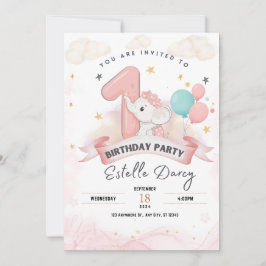 Invitación a la fiesta de cumpleaños del elefante 