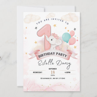 Invitación a la fiesta de cumpleaños del elefante 