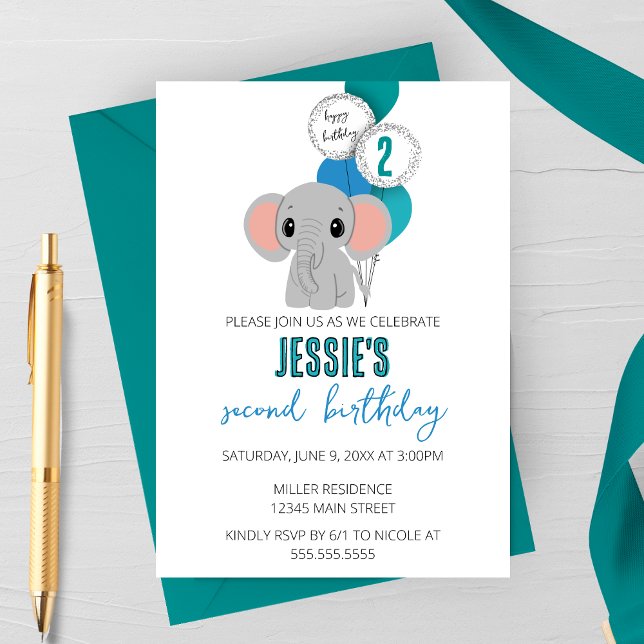 Invitación a la fiesta de cumpleaños del elefante  (Subido por el creador)