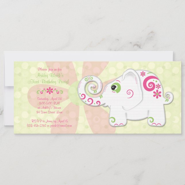 Invitación a la fiesta de cumpleaños del elefante  (Anverso)