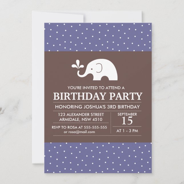 Invitación a la fiesta de cumpleaños del elefante (Anverso)