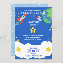 Invitación a la fiesta de cumpleaños del espacio e