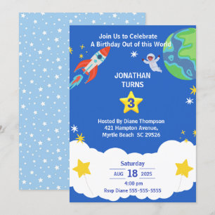 Invitación a la fiesta de cumpleaños del espacio e