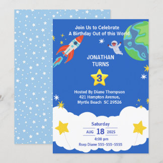 Invitación a la fiesta de cumpleaños del espacio e