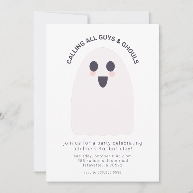 Invitación a la fiesta de cumpleaños del fantasma (Anverso)