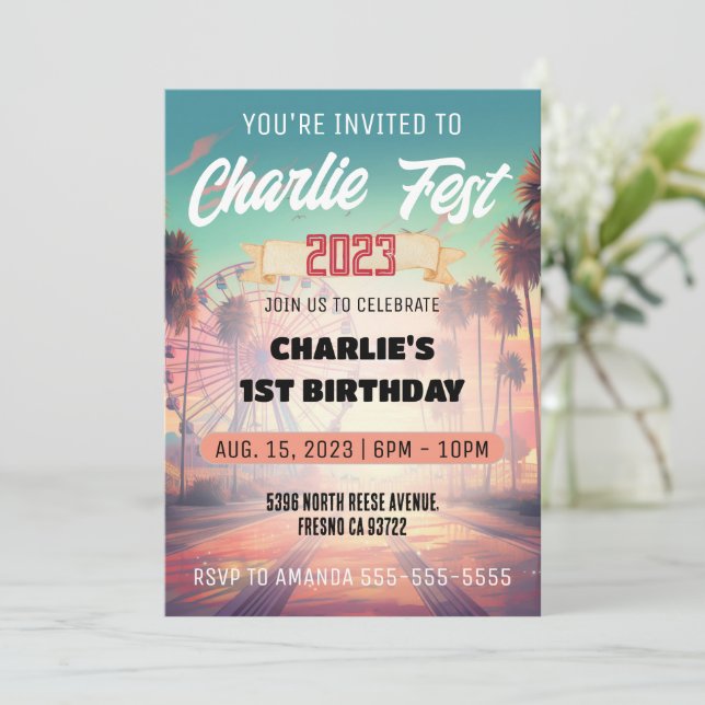 Invitación a la fiesta de cumpleaños del Festival  (Anverso de pie)