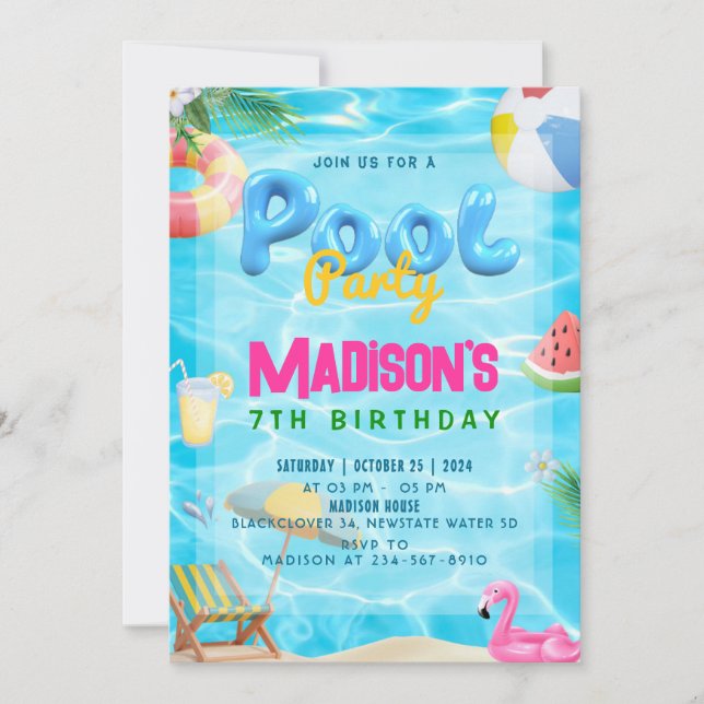 Invitación a la fiesta de cumpleaños del Fiesta de (Anverso)