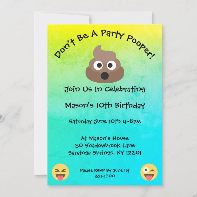 Invitación a la fiesta de cumpleaños del Fiesta Po (Anverso)