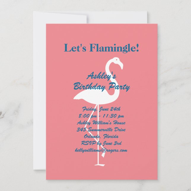 Invitación a la fiesta de cumpleaños del Flamingle (Anverso)