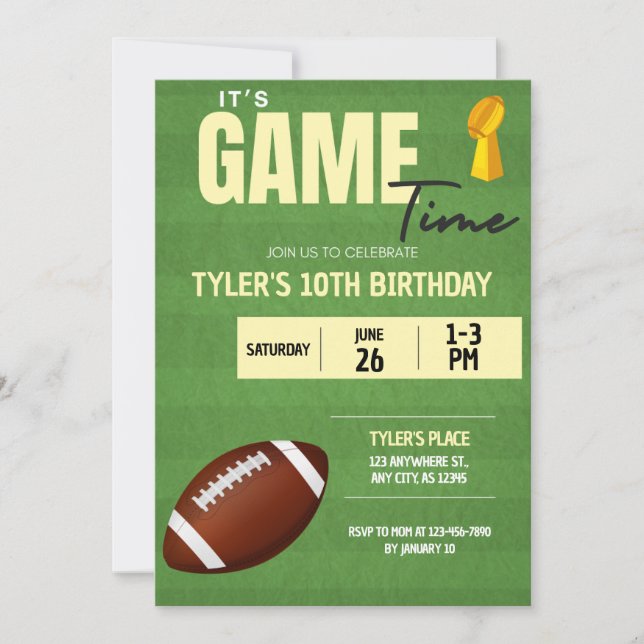 Invitación a la fiesta de cumpleaños del fútbol (Anverso)