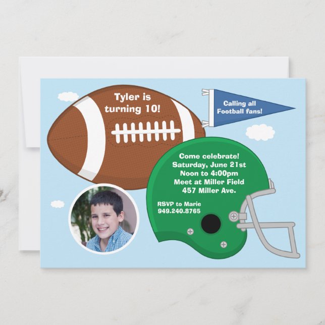 Invitación a la fiesta de cumpleaños del fútbol (Anverso)