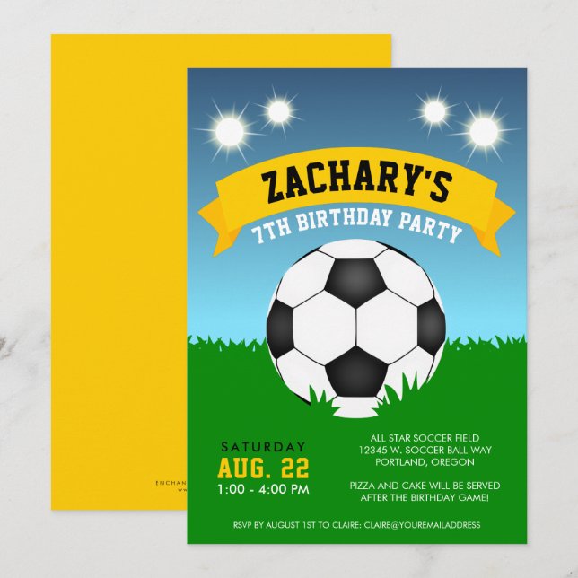 Invitación a la fiesta de cumpleaños del fútbol (Anverso / Reverso)