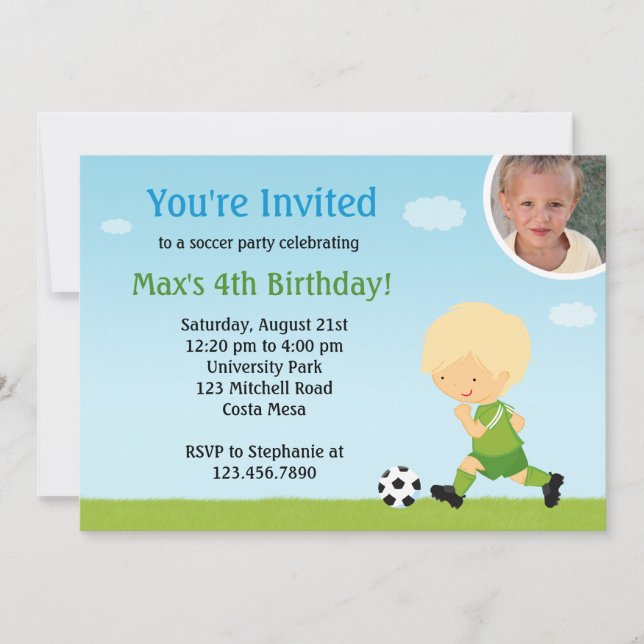 Invitación a la fiesta de cumpleaños del fútbol (Anverso)