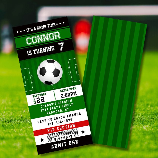 Invitación a la fiesta de cumpleaños del fútbol (Soccer ticket birthday invite for kids – editable, fun & perfect for sports fans!)