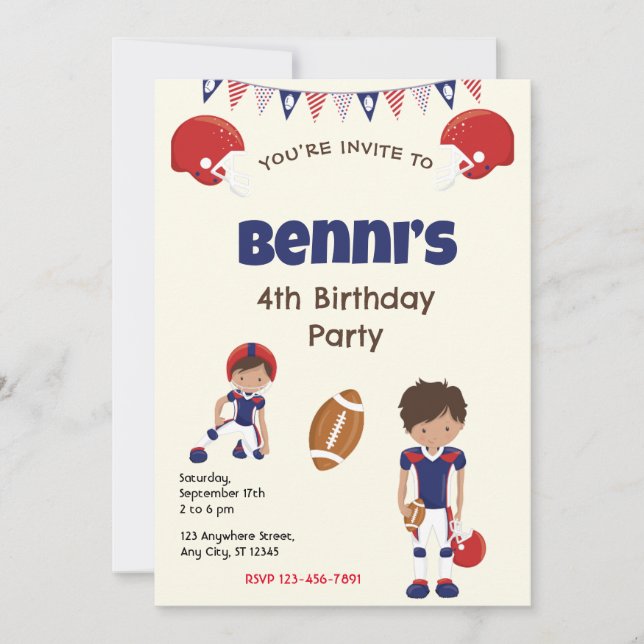 Invitación a la fiesta de cumpleaños del fútbol (Anverso)