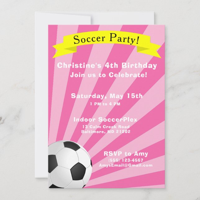 Invitación a la fiesta de cumpleaños del fútbol (Anverso)