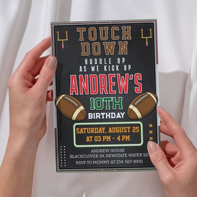 Invitación a la fiesta de cumpleaños del fútbol am (American Football Birthday Party Invitation)