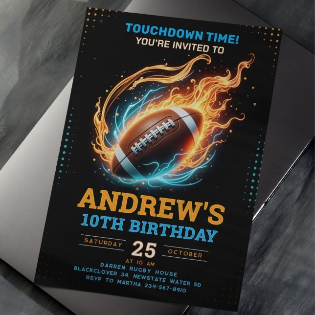 Invitación a la fiesta de cumpleaños del fútbol am (american football)