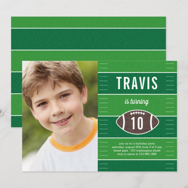 Invitación a la fiesta de cumpleaños del fútbol en (Anverso / Reverso)
