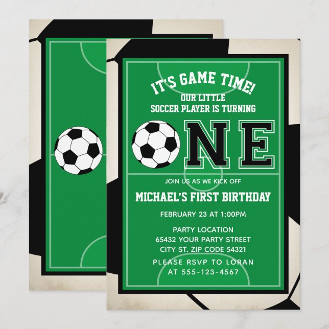 Invitación a la fiesta de cumpleaños del fútbol pr (Anverso / Reverso)