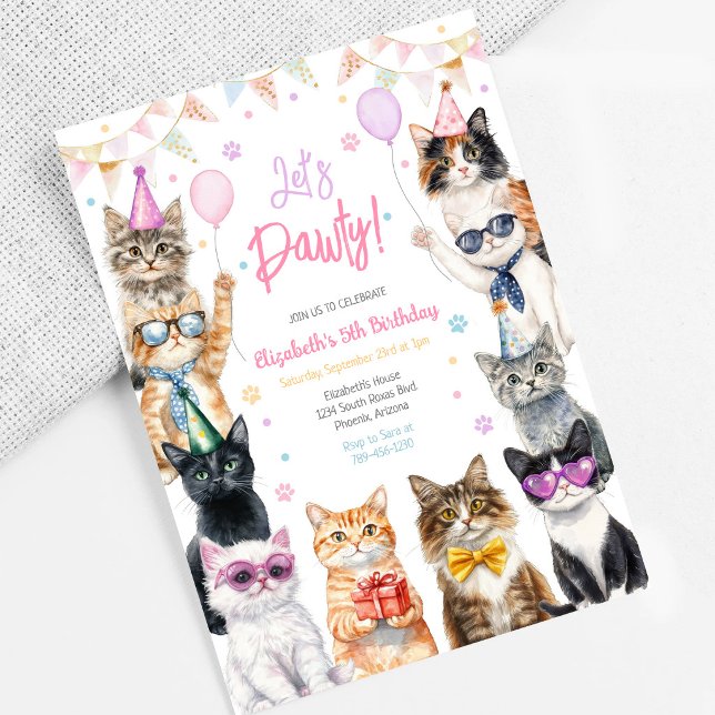 Invitación a la fiesta de cumpleaños del gatito Le (Subido por el creador)
