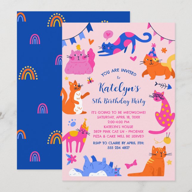 Invitación a la fiesta de cumpleaños del gato (Anverso / Reverso)