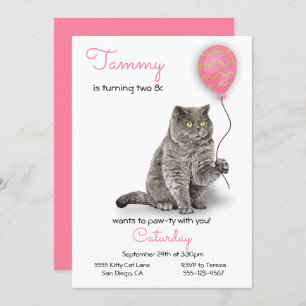 Invitación a la fiesta de cumpleaños del gato