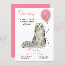 Invitación a la fiesta de cumpleaños del gato