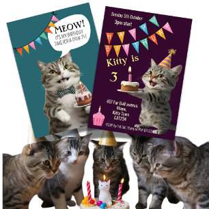 Invitación a la fiesta de cumpleaños del gato