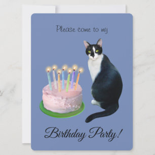 Invitación a la fiesta de cumpleaños del gato con 