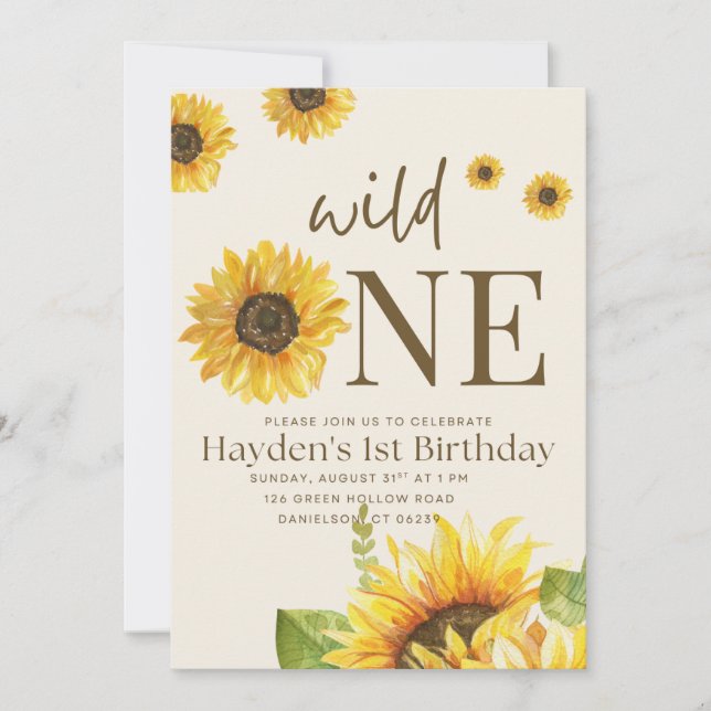 Invitación a la fiesta de cumpleaños del girasol (Anverso)
