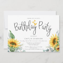 Invitación a la fiesta de cumpleaños del girasol a