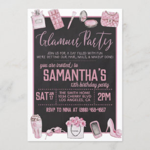 Invitación a la fiesta de cumpleaños del glamour