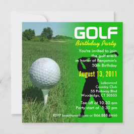 Invitación a la fiesta de cumpleaños del golf