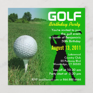 Invitación a la fiesta de cumpleaños del golf
