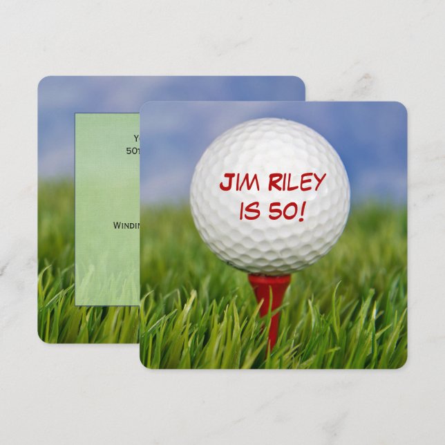 Invitación a la fiesta de cumpleaños del golf (Anverso / Reverso)