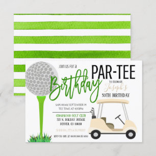 Invitación a la fiesta de cumpleaños del golf