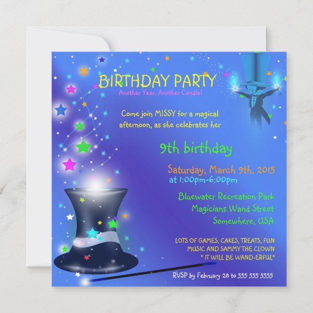 Invitación a la fiesta de cumpleaños del Gorra Mág (Anverso)