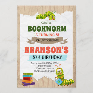 Invitación a la fiesta de cumpleaños del gusano de