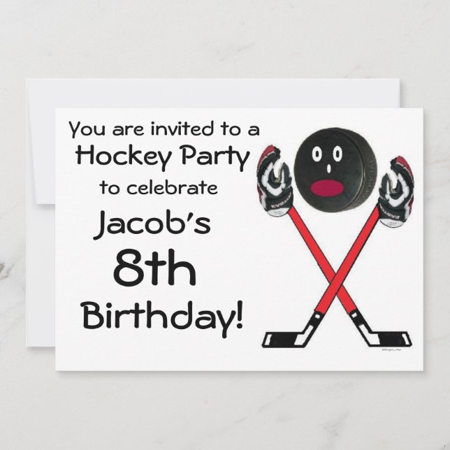 Invitación a la fiesta de cumpleaños del hockey (Anverso)