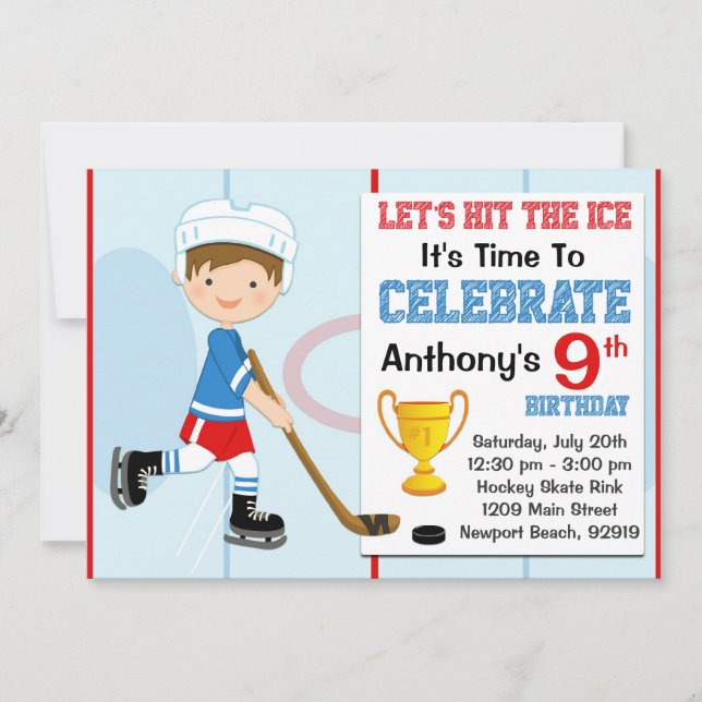 Invitación a la fiesta de cumpleaños del hockey (Anverso)