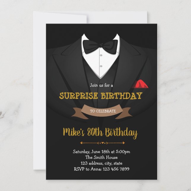 Invitación a la fiesta de cumpleaños del hombre ad (Anverso)